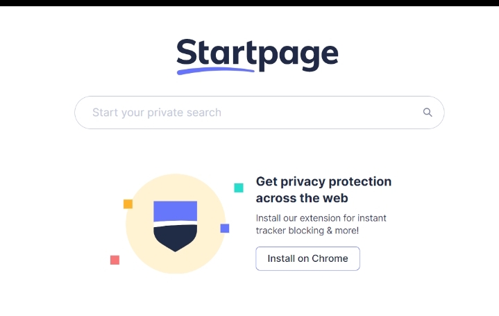 Homepage of startpage search engine 
