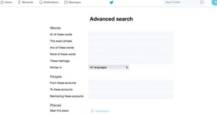 Homepage of Twitter Search engine 